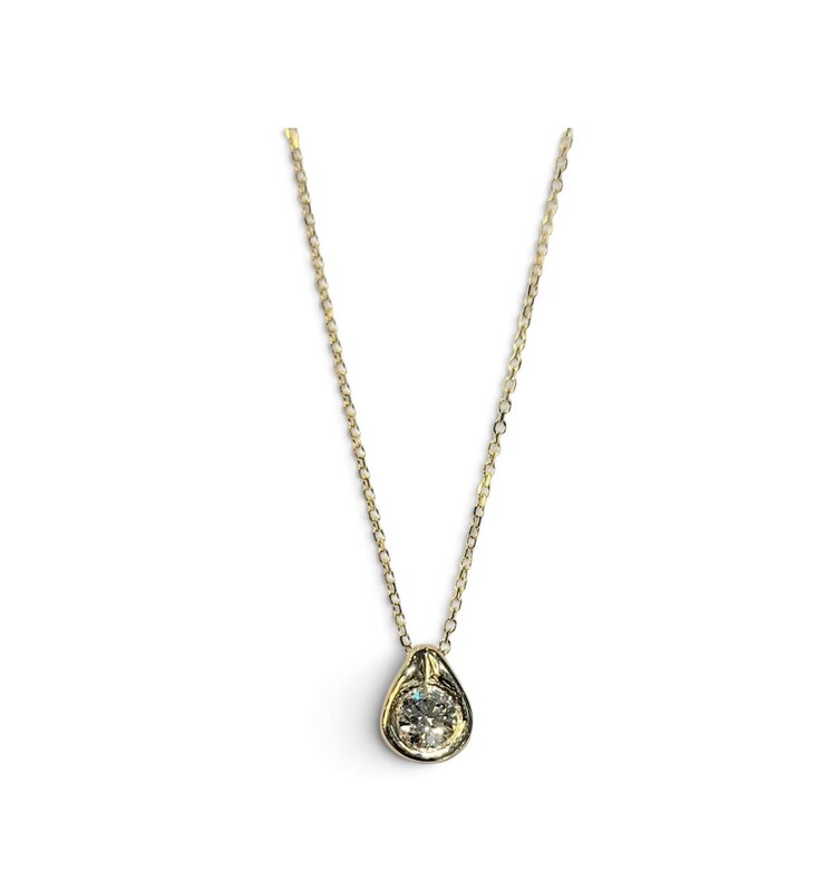 HEERA MOTI (Y) 14KY 0.35CT ROUND DIAMOND PENDANT