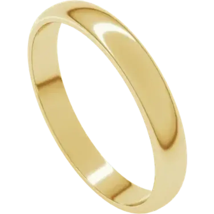 (X) 14K Yellow Gold Standard Fit Lightweight Half Round Band, 3MM, SIZE 5, 2 GRAMS