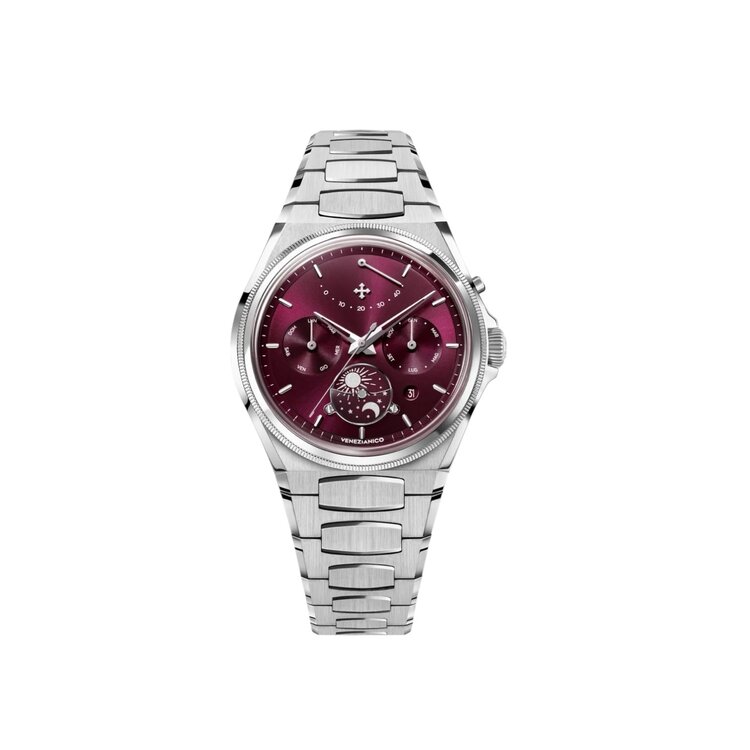VENEZIANICO Venezianico Arsenale Calendario - 6221581C , CASE: 316L stainless steel, satin finish DIMENSIONS: Ø40mm, lug-to-lug 44.00 mm, 1.4 mm thickness CRYSTAL: sapphire crystal, MOVEMENT: Miyota 9100 automatic