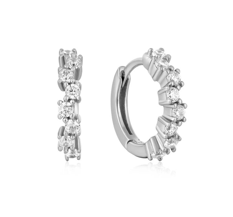 ANIA HAIE SILVER SPARKLE CLUSTER HUGGIE HOOP EARRINGS SILVER