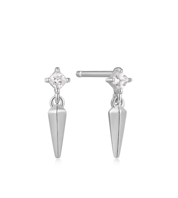ANIA HAIE Sparkle Spike Stud Earrings Material: 925 Sterling Silver with Cubic Zirconia •  Earring Size: 11.5 x 2.2mm • Weight: 6.5g