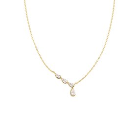 ANIA HAIE Gold Half Bezel Angled and Dangle Teardrop  Necklace • Material: 925 Sterling Silver with 14kt Gold Plating • Necklace length: 40.5cm with 5cm extender