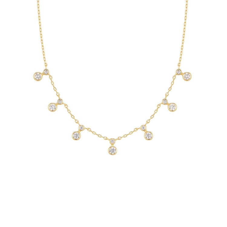 ANIA HAIE Gold Graduated Bezel Round Drop Station Cubic Zirconia Necklace • Material: 925 Sterling Silver with Gold Plating with Cubic Zirconia • Necklace length: 45.5cm
