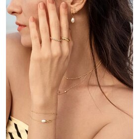 ANIA HAIE Gold Pearl Link Chain Bracelet • Material: 925 Sterling Silver with 14kt Gold Plating • Bracelet length: 165mm with 20mm extender • Weight: 1.7g