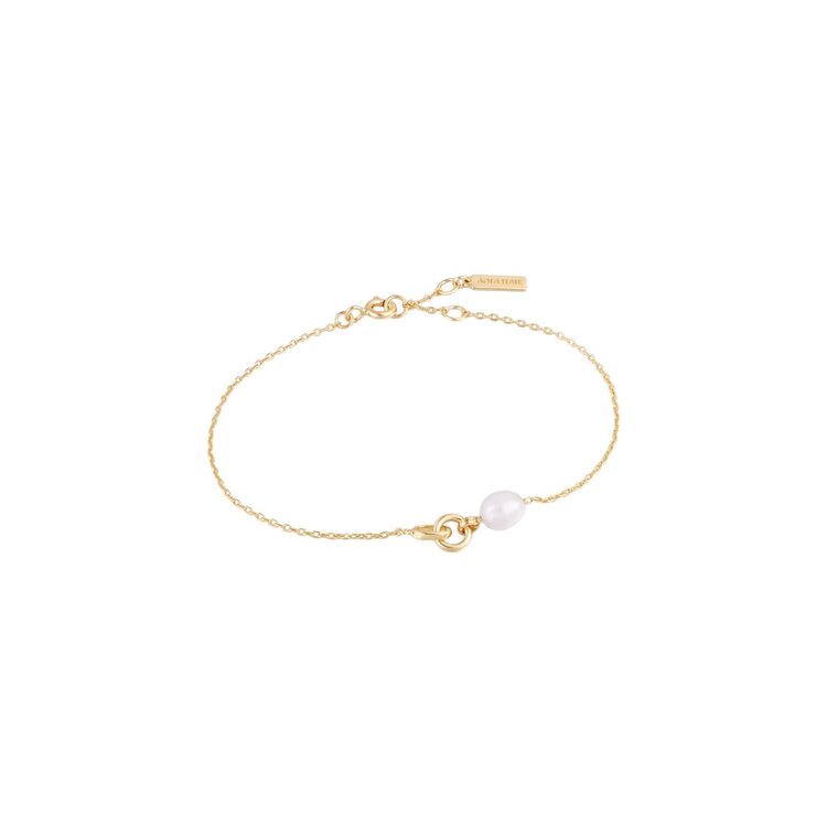 ANIA HAIE Gold Pearl Link Chain Bracelet • Material: 925 Sterling Silver with 14kt Gold Plating • Bracelet length: 165mm with 20mm extender • Weight: 1.7g