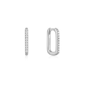 ANIA HAIE Glam Oval Hoop Earrings, Material: 925 Sterling Silver with Cubic Zirconia • Hoop Diameter: 6.5mm • Earring Size: 14mm • Weight: 1.6g