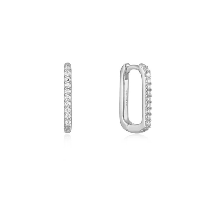 ANIA HAIE Glam Oval Hoop Earrings, Material: 925 Sterling Silver with Cubic Zirconia • Hoop Diameter: 6.5mm • Earring Size: 14mm • Weight: 1.6g