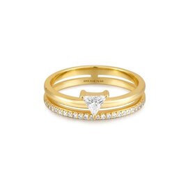 ANIA HAIE Gold Half Round Cubic Zirconia Ring • Material: 14K Gold Plated  • Ring Size: 7  • Stone Type: Cubic Zirconia  • Weight: 1.4g