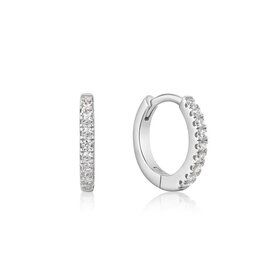 ANIA HAIE Silver Sparkle Huggie Hoop Earrings • Material: 925 Sterling Silver with rhodium plating with Cubic Zirconia • hoop size : 12mm • Weight:1.2g
