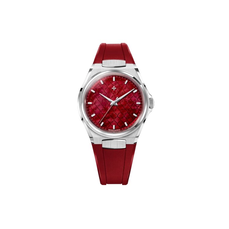 VENEZIANICO Venezianico Arsenale Bosphorus -  , CASE: 316L Stainless Steel, Satin Finish DIMENSIONS: Ø40mm, lug-to-lug 44mm DIAL: Natural Red MOP,   MOVEMENT: Cal.Miyota 9039 Automatic CRYSTAL