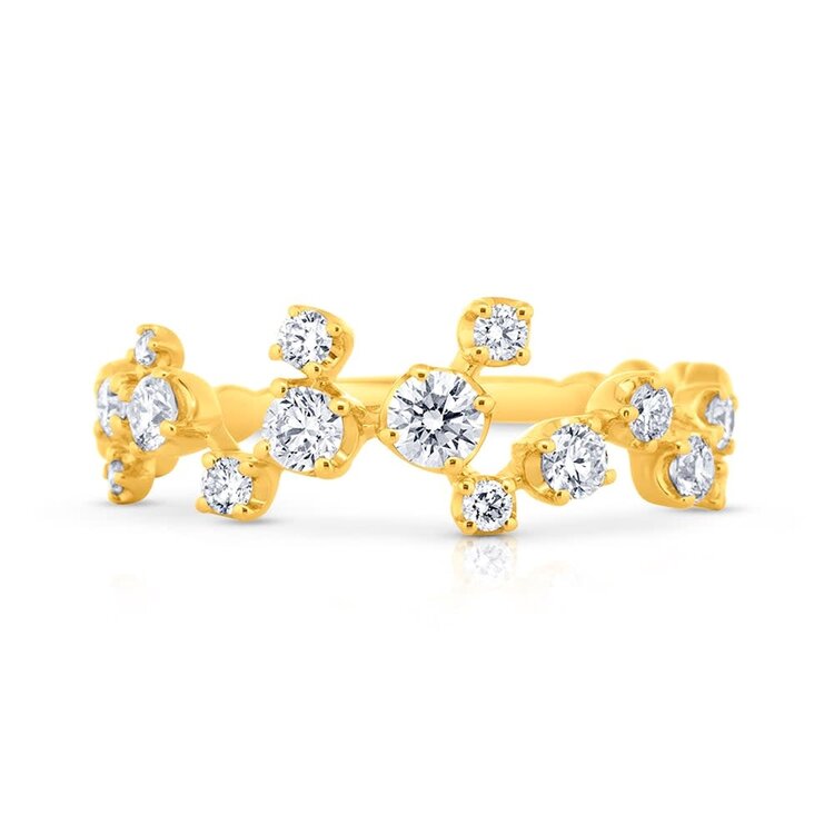 PRIMA NEW YORK (X) 14K .50CT VS2 E , YELLOW GOLD “CONNECTING CONSTELLATIONS” FASHION RING WITH NATURAL  DIAMONDS.