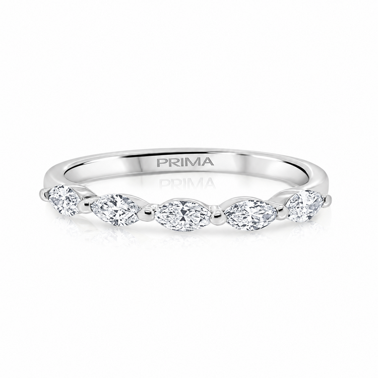 PRIMA NEW YORK (X) 14K .34CT VS1 E BAND DIA , WHITE GOLD 5 MARQUISE DIAMOND BAND, NATURAL DIAMONDS