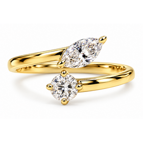 PRIMA NEW YORK (X) 14K .51CT BYPASS , YELLOW GOLD MARQUISE AND ROUND DIAMOND BYPASS FASHION NATURAL DIAMOND RING