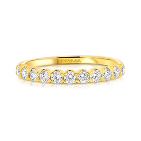 PRIMA NEW YORK (X) 14K .72CT VS1 E BAND , YELLOW GOLD 11 ROUND DIAMOND BAND, NATURAL DIAMONDS