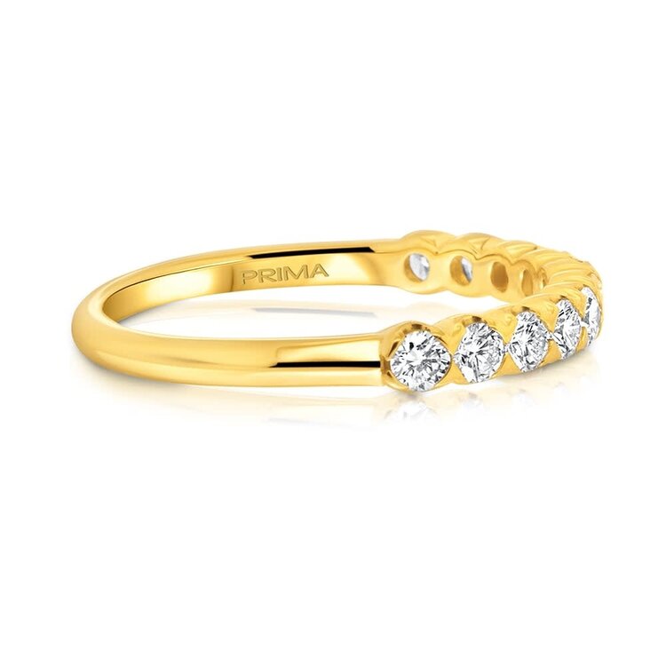 PRIMA NEW YORK (X) 14K .72CT VS1 E BAND , YELLOW GOLD 11 ROUND DIAMOND BAND, NATURAL DIAMONDS