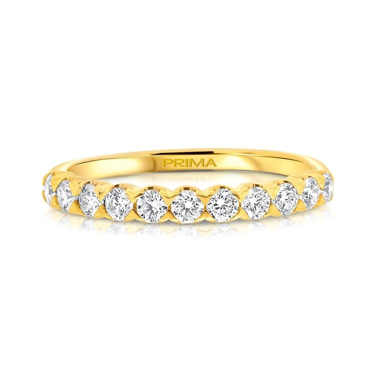 PRIMA NEW YORK (X) 14K .72CT VS1 E BAND , YELLOW GOLD 11 ROUND DIAMOND BAND, NATURAL DIAMONDS