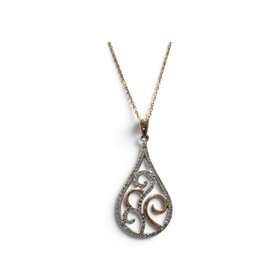 (Z) 14K .38CTW ROSE AND WHITE GOLD DROP PENDANT