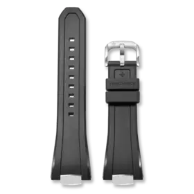 Integrated Rubber Strap for Arsenale 40 - Black, MATERIAL: TPU Rubber DIMENSIONS: 110 x 75 mm ATTACHMENT: Screw-in central link BUCKLE: Stainless steel