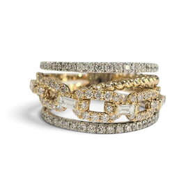 M(Y) 14K TT .80CT DECORATIVE BAGUETTE AND ROUND DIAMOND FASHION RING
