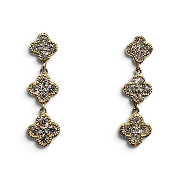 M(Y) 14KY .65CT CLOVER DESIGN DROP EARRINGS