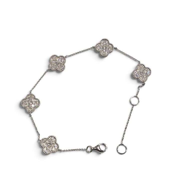 M(Y) 14K .87CT CLOVER DESIGN, BRACELET 6INCH -7INCH ADJUSTABLE