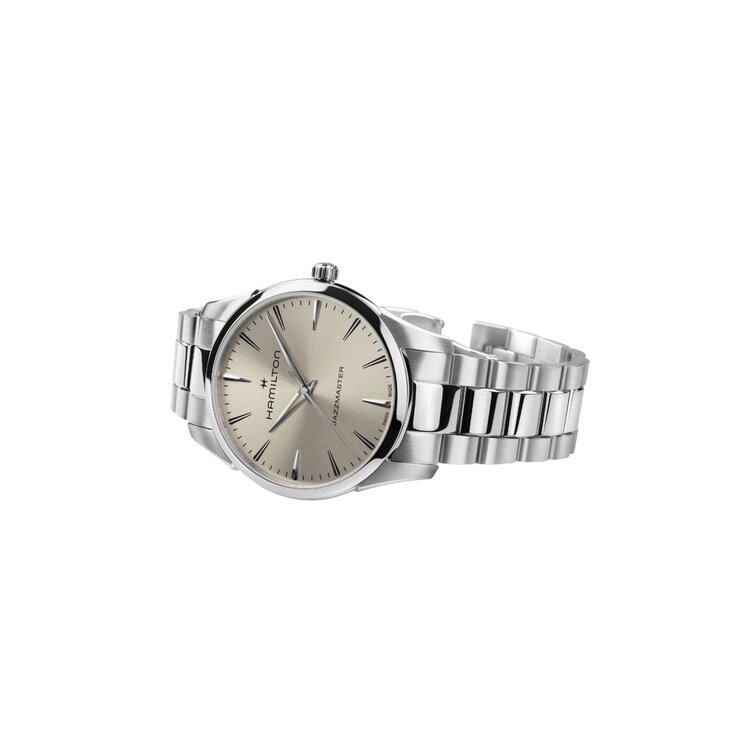 Hamilton HAMILTON JAZZMASTER QUARTZ / Reference H32461121 / Caliber F06-105 / Collection Jazzmaster  /Movement Quartz/Case size 40MM/Thickness 7.8MM /Dial Color Beige/Case Material Stainless Steel/Crystal Sapphire