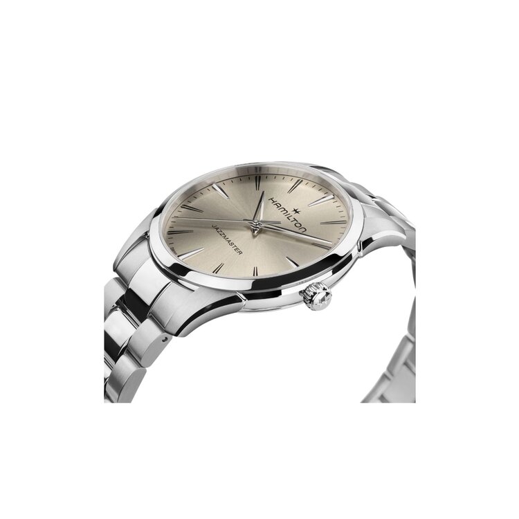 Hamilton HAMILTON JAZZMASTER QUARTZ / Reference H32461121 / Caliber F06-105 / Collection Jazzmaster  /Movement Quartz/Case size 40MM/Thickness 7.8MM /Dial Color Beige/Case Material Stainless Steel/Crystal Sapphire