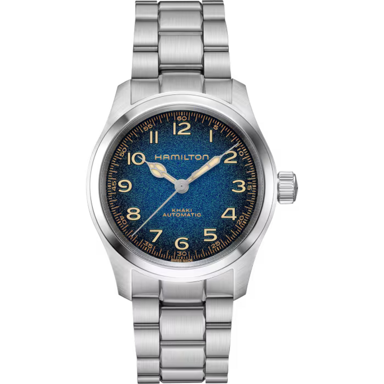 Hamilton HAMILTON KHAKI FIELD MURPH 38MM / Reference H70405140 / Caliber ETA 6498-1 / Collection Khaki Field Murph /Movement Automatic/Case size 38MM/Thickness 11.1MM/Dial Color Black/Material Stainless Steel/Crystal Sapphire/80 hr pwr