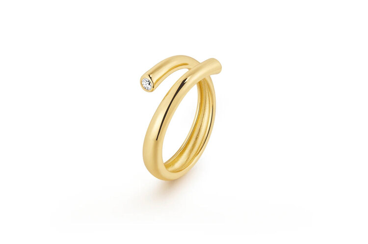 ANIA HAIE Gold Plated 925 Silver Spiral Bezel-End Adjustable Ring