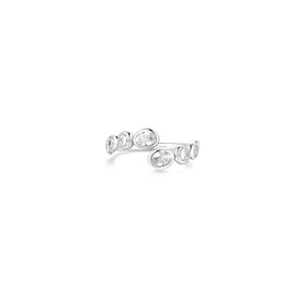 ANIA HAIE 925 Sterling Silver Spiral Bezel Adjustable Ring Round Cubic Zirconia Stones