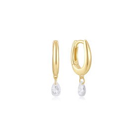 ANIA HAIE Gold Plated 925 Sterling Silver Teardrop Dangle Huggie Hoop Earrings