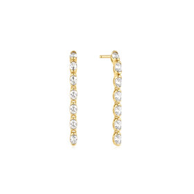ANIA HAIE Gold Plated 925 Sterling Silver Half Bezel Oval Linear Dangle Stud Earrings