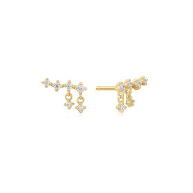 ANIA HAIE Gold Plated 925 Sterling Silver Cascade Stud Earrings Round Cubic Zirconia Stones