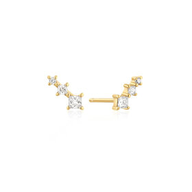 ANIA HAIE Gold Plated 925 Silver Graduated Trio Stud Earrings  Cubic Zirconia Stones