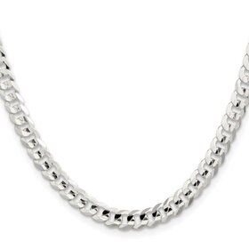 (Y) Sterling Silver Rhodium-plated 5.65mm Concave Beveled Curb Chain 21.32 grams