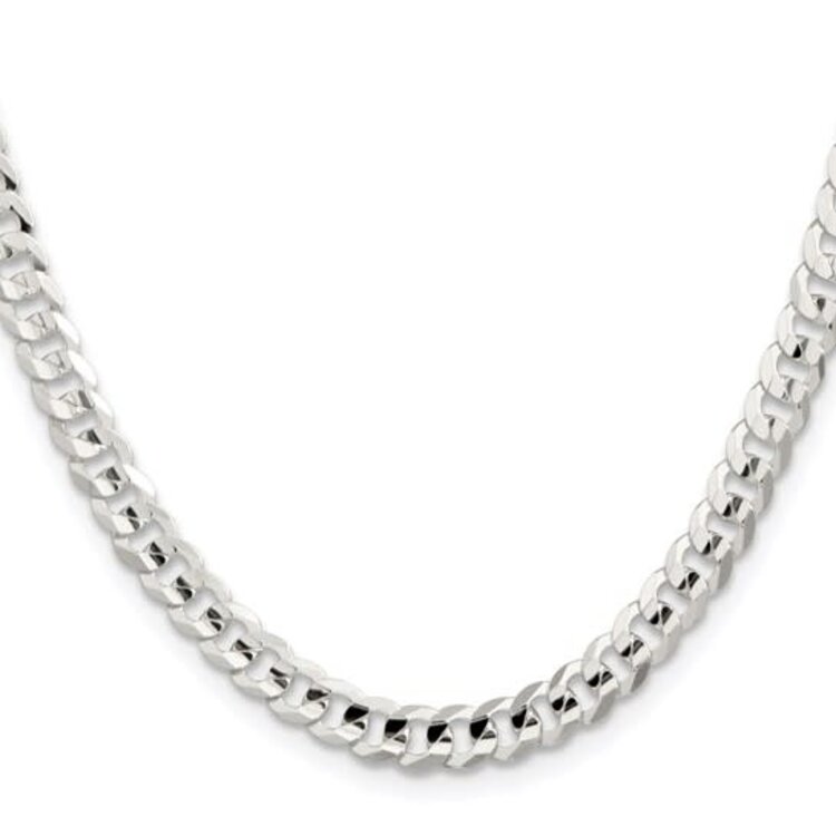 (Y) Sterling Silver Rhodium-plated 5.65mm Concave Beveled Curb Chain 21.32 grams