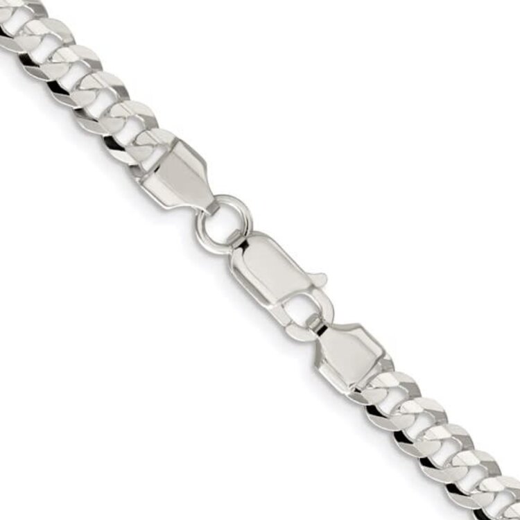 (Y) Sterling Silver Rhodium-plated 5.65mm Concave Beveled Curb Chain 21.32 grams