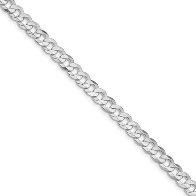 (Y) Sterling Silver Rhodium-plated 5.65mm Concave Beveled Curb Chain 21.32 grams