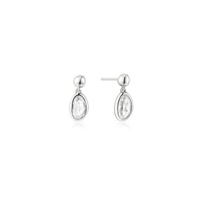 ANIA HAIE 925 Sterling Silver Bezel Organic Pebble Dangle Stud Earrings