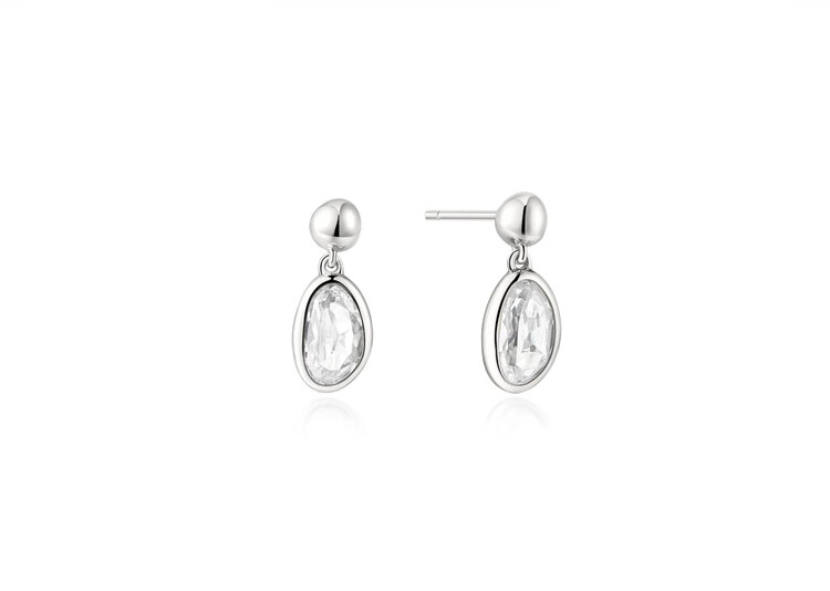 ANIA HAIE 925 Sterling Silver Bezel Organic Pebble Dangle Stud Earrings