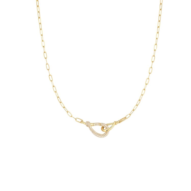 ANIA HAIE Gold Interlocked Pave and Polished Knot Necklace • Material: 925 Sterling Silver with 14kt Gold Plating with Cubic Zirconia • Necklace Length: 43cm • Weight: 6.1g