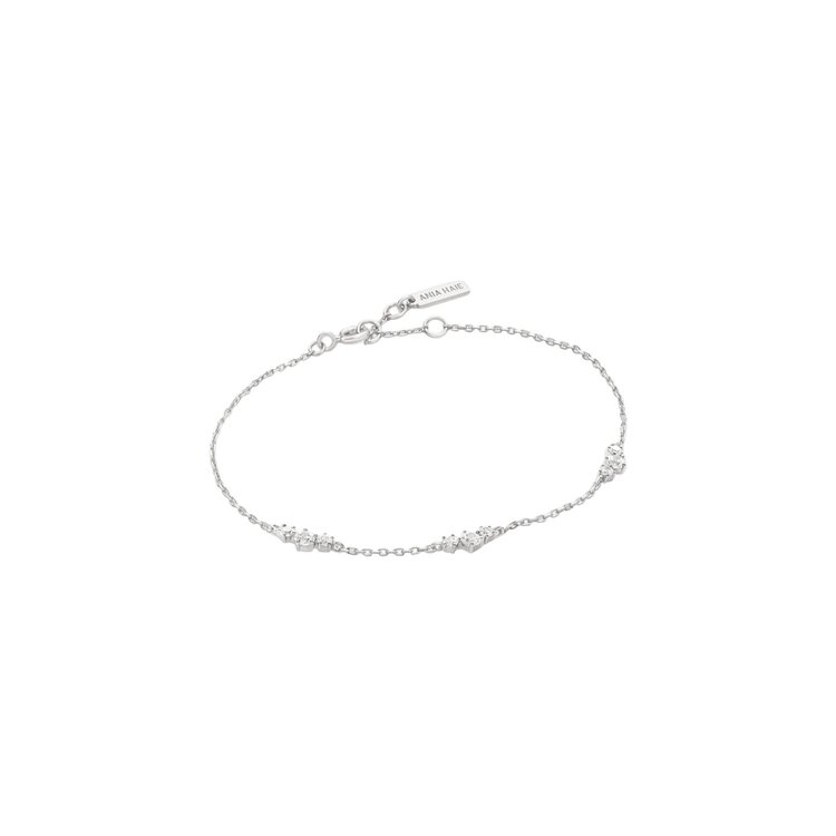 ANIA HAIE Silver Cluster Station Bracelet • Material: 925 Sterling Silver with Rhodium Plating with Cubic Zirconia • Bracelet Length: 16.5cm • Extender Length: 2cm