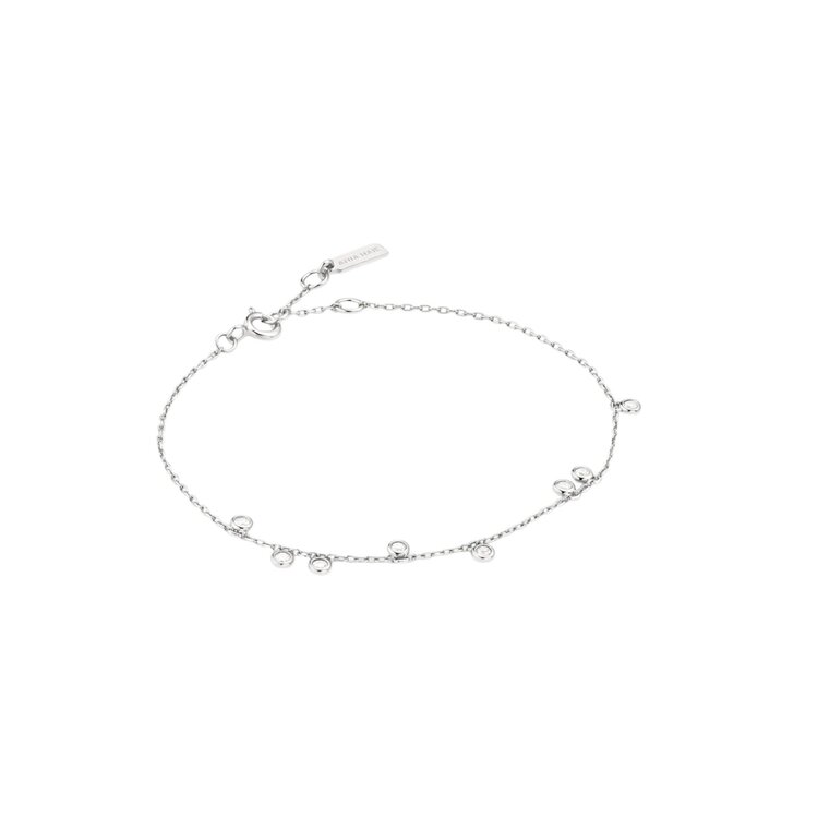 ANIA HAIE Silver Bezel-Set Droplet Station Bracelet • Material: 925 Sterling Silver with Rhodium Plating with Cubic Zirconia • Bracelet Length: 16.5cm • Extender Length: 2cm