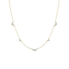 ANIA HAIE Gold Cluster and Single Station Necklace • Material: 925 Sterling Silver with Gold Plating with Cubic Zirconia • Necklace length: 45.5cm• Weight: 4.5g