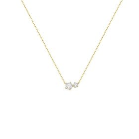 ANIA HAIE Copy Prong Set Duo Necklace • Material: 925 Sterling Silver with Gold Plating with Cubic Zirconia • Necklace length: 40.5cm•