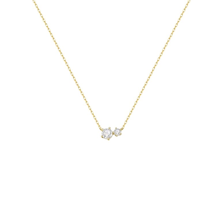 ANIA HAIE Copy Prong Set Duo Necklace • Material: 925 Sterling Silver with Gold Plating with Cubic Zirconia • Necklace length: 40.5cm•