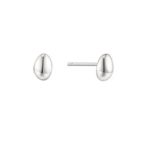 ANIA HAIE Silver Organic Dome Pebble Stud Earrings  Material: 925 Sterling Silver with Rhodium Plating with Cubic Zirconia  Earring Size: 6.6mm (length) and 4.8mm (width)
