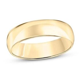 (X) 14k 6mm sz10 , 14k yellow gold half round band, comfort fit, size 10, 6mm wide