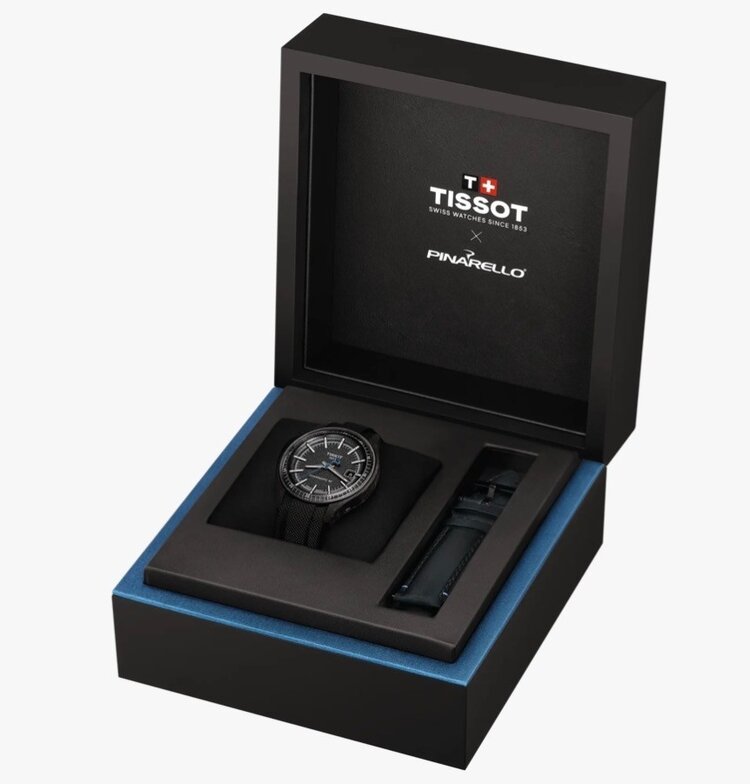 TISSOT (M) TISSOT PINARELLO 43MM T162.408.97.061.00 Diameter:  43.14mm 316L stainless steel case Scratch-resistant sapphire crystal, Certified Chronometer, Additional Leather Band, Up to 80 Hour Power Reserve
