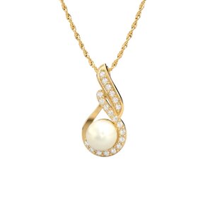 (Y) 14KY .18CT DIAMOND PEARL PENDENT